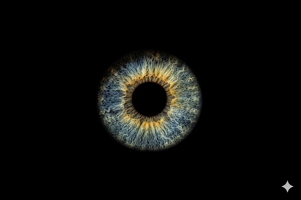 Irisfoto in Grün und Gold