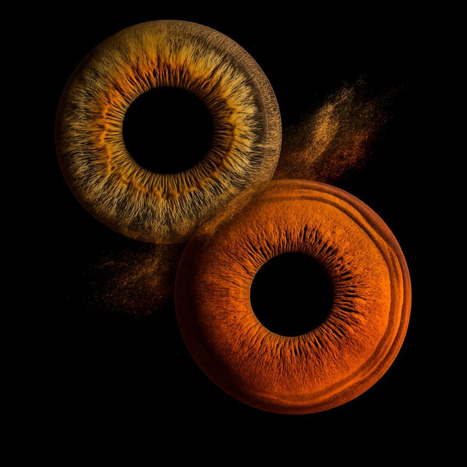 Zwei Irisaufnahmen in Orange
